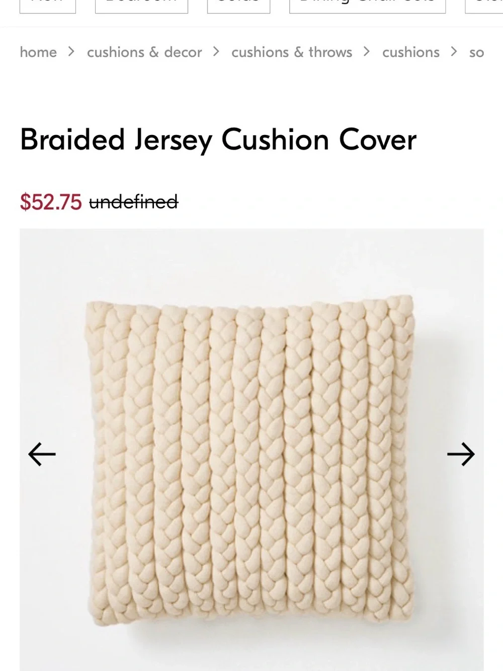 West Elm Braided Jersey Cushion Pillow